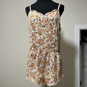 Victorias Secret Peach Floral Teddy L Lacy Lightweight Romantic Sexy Lingerie